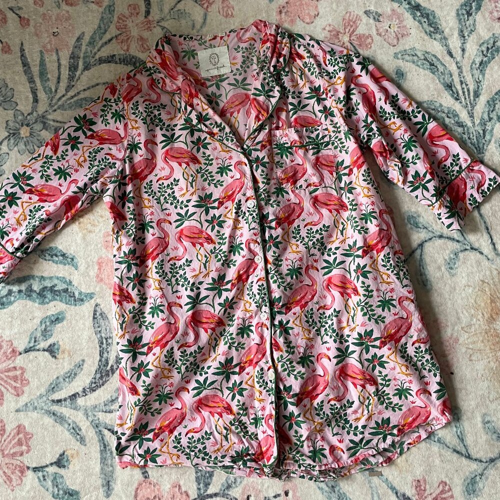 Printfresh Flock of Flamingos - Sleep Shirt - Rose - L